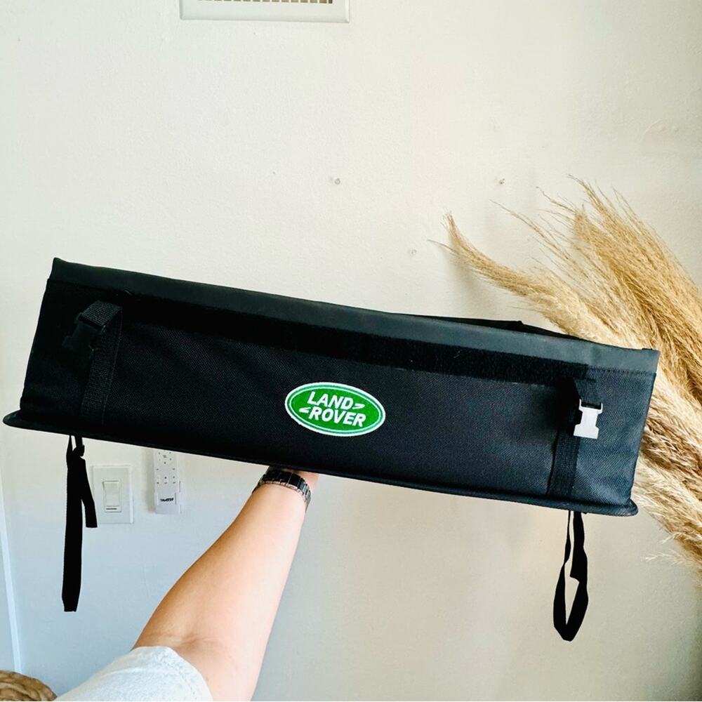 LAND ROVER Black Green Logo Trunk Collapsible Organizer Straps Flexible Hard